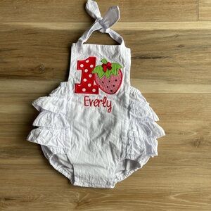 “Everly” Berry First Birthday Romper